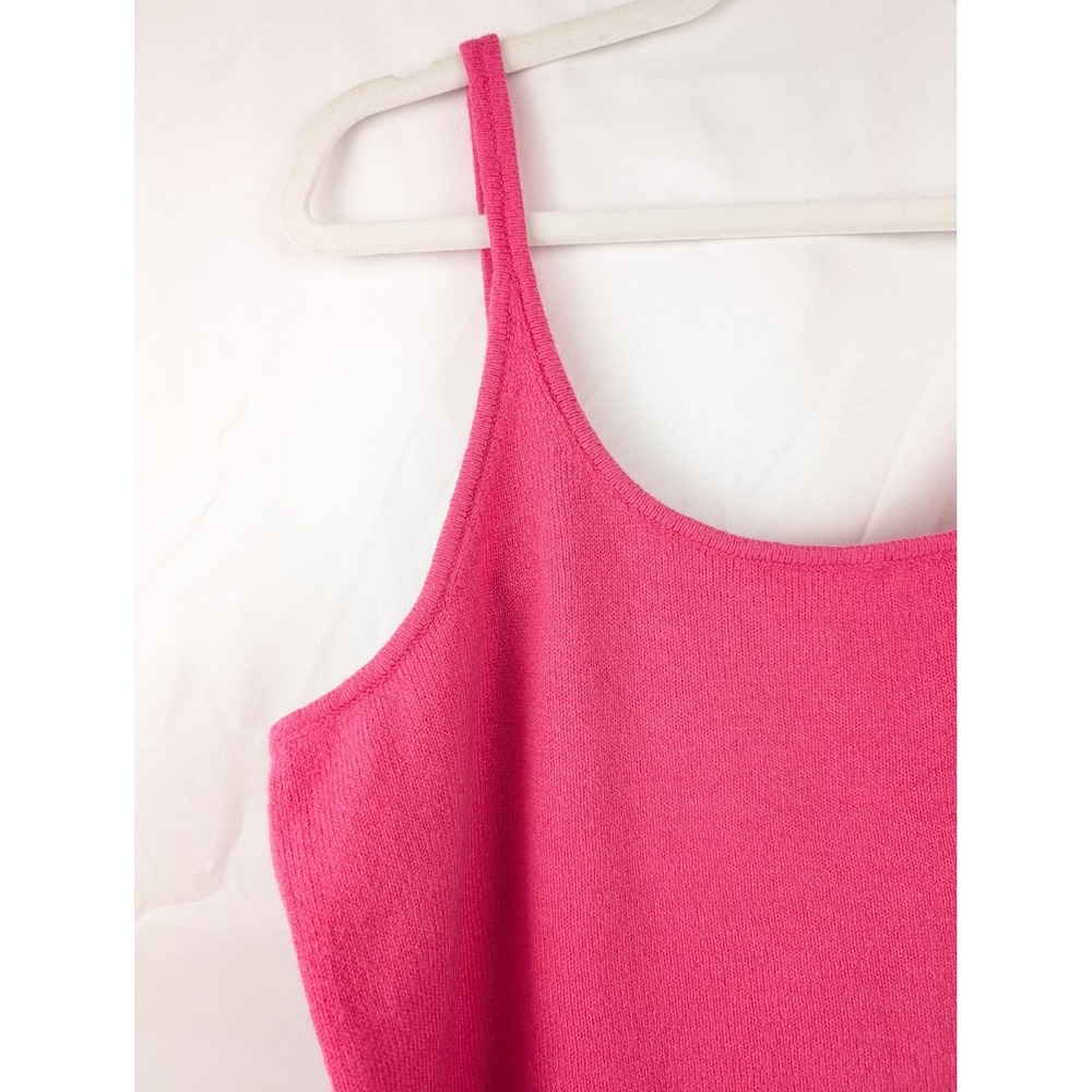 Old Navy Strappy Cropped Tank Size L Hot Pink Knit Layering Coquette Barbie Girl - Picture 4 of 11